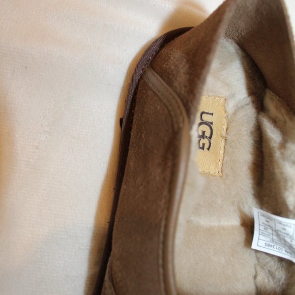 NIB UGG‎ MEN'S COOKE DARK CHESTNUT SUEDE SLIP ON LOAFER SLIPPERS - Picture 4 of 7